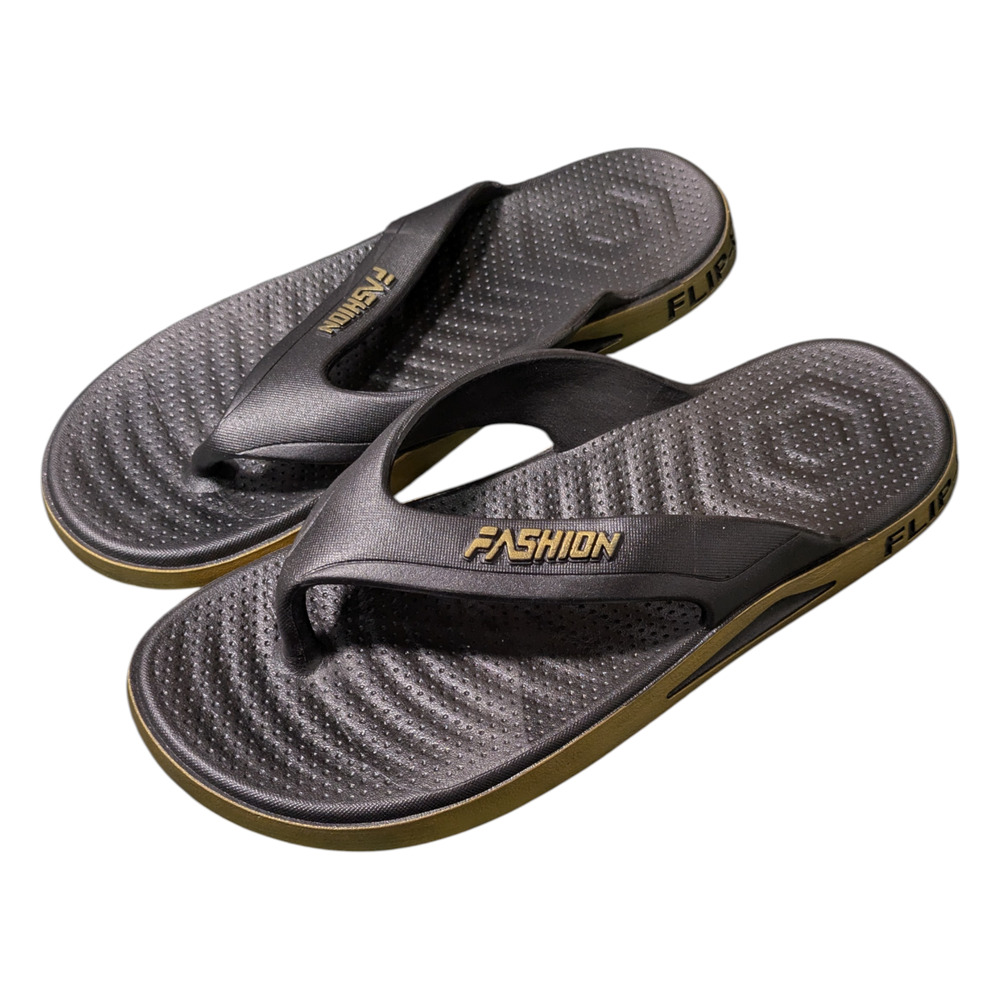 Black And Gold Thong-Style Flip Flop Sport Sandals Size US 11-11.5  EU44-45 NWOT